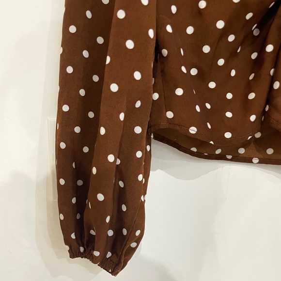 Brown Polka-dot vintage blouse top - Picture 4 of 8